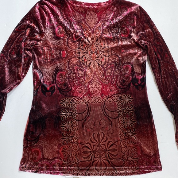 Christopher & Banks Velvet Velour Patterned Blouse - Picture 8 of 9